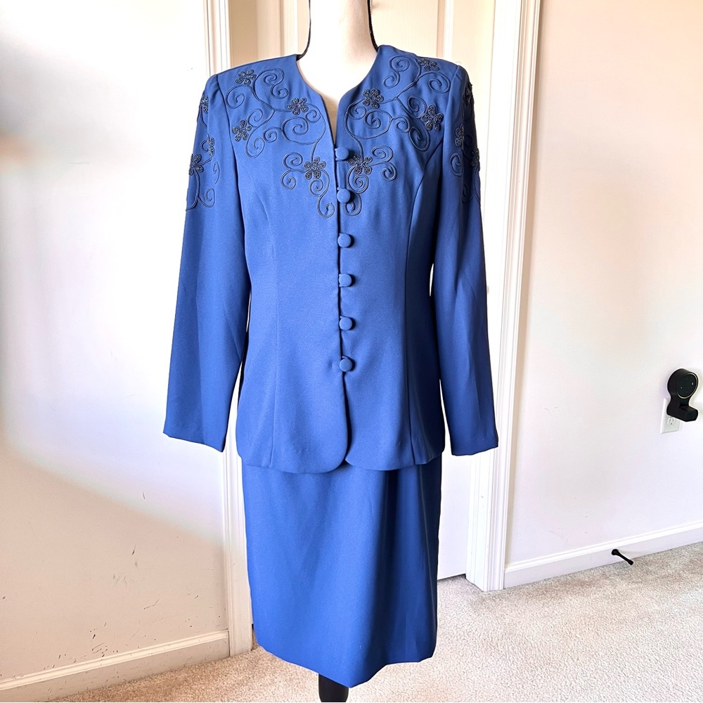 Vintage KARIN STEVENS Beaded One Piece Suit Dress—SZ. 8